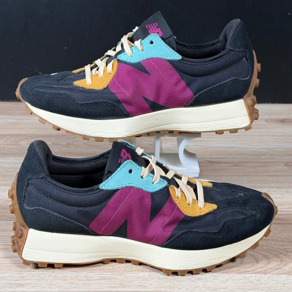 New Balance 327 Sneakers Womens Size 9 Black Purple Athletic Running WS327DB1